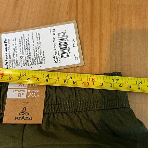 prAna Men's Double Peak E-Waist XTRA-LARGE 8"L Hiking Short in Cargo Green - Picture 7 of 7